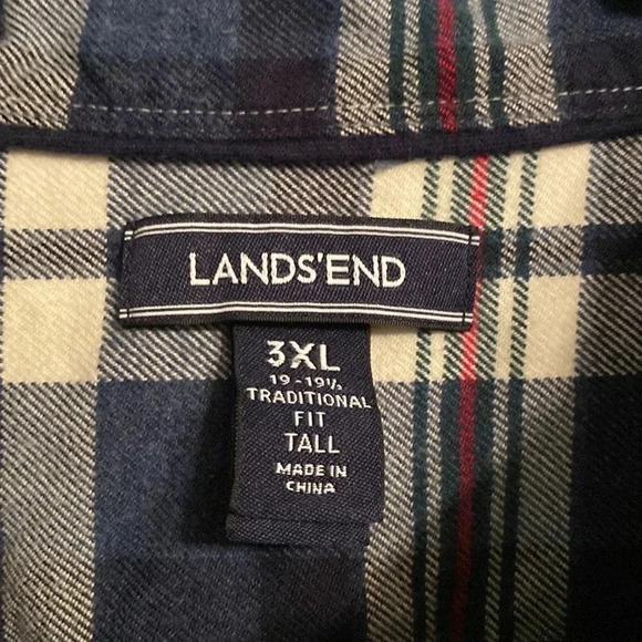 Lands End 3XL - Plaid 100% cotton men’s button down shirt - like new - Picture 2 of 6